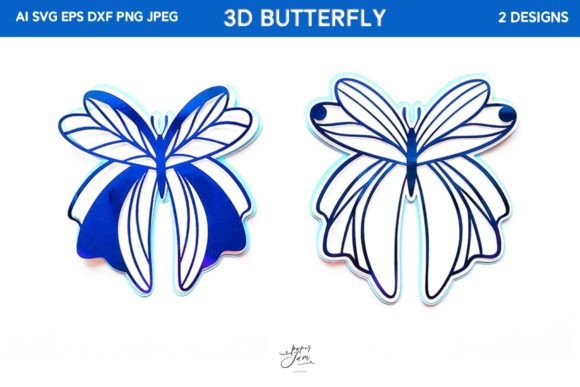3D Butterfly SVG Graphics for Crafts Branding