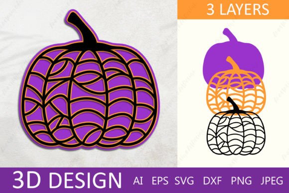 3D Halloween Pumpkin Layered SVG: Graphics for Crafts