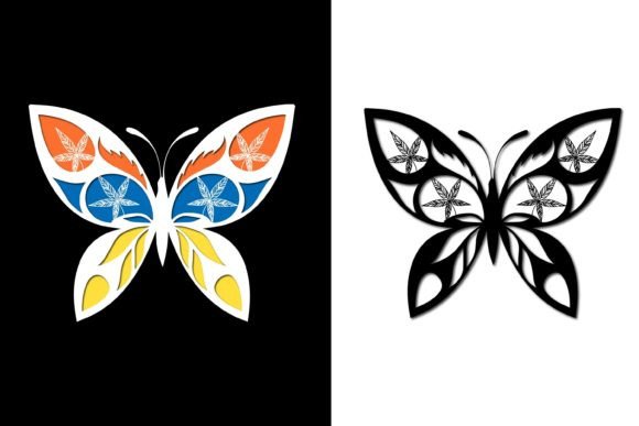 3D Layered Butterflies SVG: Graphics for Crafts Branding