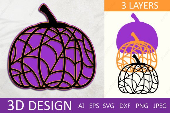 3D Layered Halloween Pumpkin SVG for Crafts Graphics