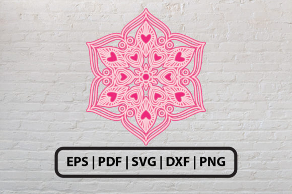 3D Love Mandala Layered SVG for Crafts Graphics