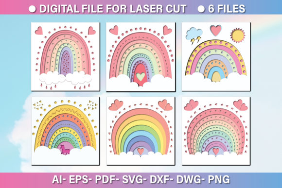 3D Rainbow Paper Cut SVG: Graphics for Local Crafts
