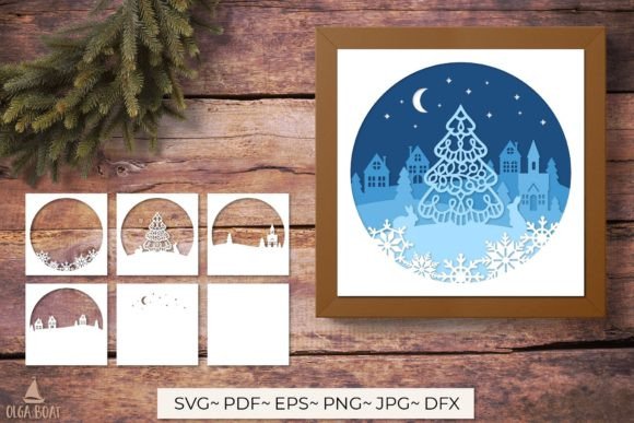 Christmas Shadow Box SVG: 3D Graphics for Crafts
