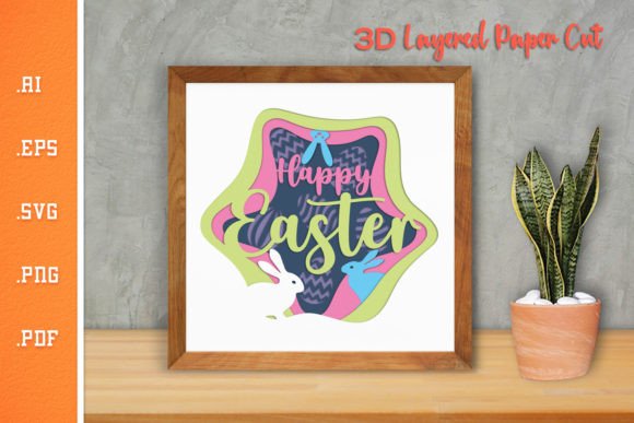 Happy Easter 3D Paper Cut SVG 4: Graphics for Crafts