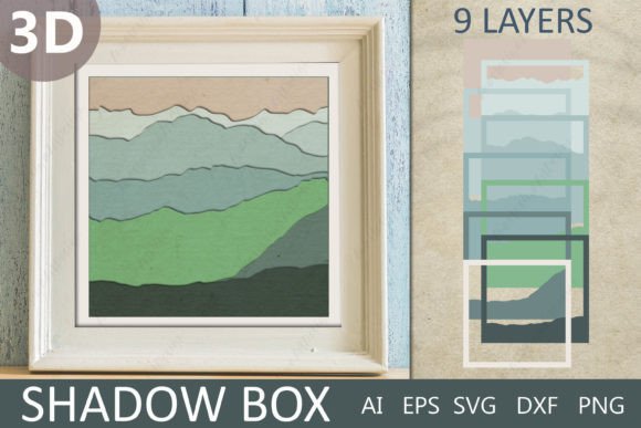 Landscape 3D Shadow Box SVG: Graphics for Crafts