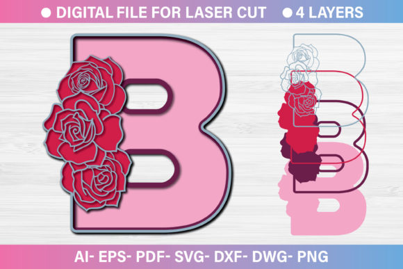 Multilayer 3d Alphabet Paper Cut SVG B for Crafts Graphics