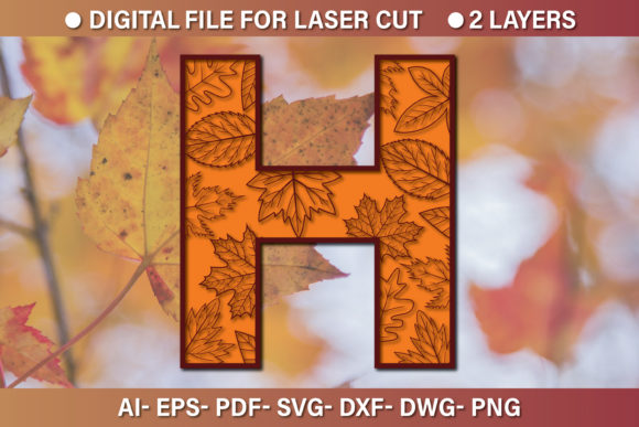 Multilayer 3D Alphabet Paper Cut SVG H for Graphics & Crafts