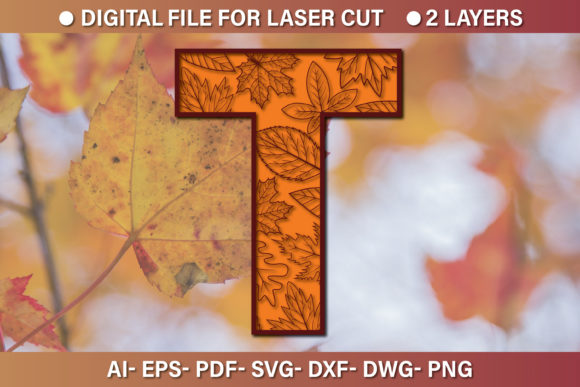 Multilayer 3D Alphabet Paper Cut SVG T for Crafts Graphics