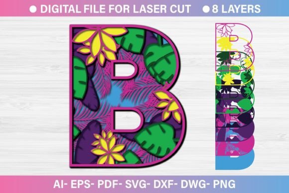 Summer Letter B Paper Cut SVG for Graphics and Crafts
