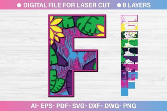 Summer Letter F Paper Cut SVG for Graphics & Crafts
