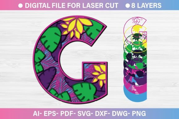 Summer Letter G Paper Cut SVG: Graphics for Crafts