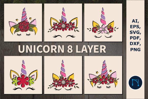 Unicorn 3D Layer Paper Cut SVG Bundle for Crafts Graphics