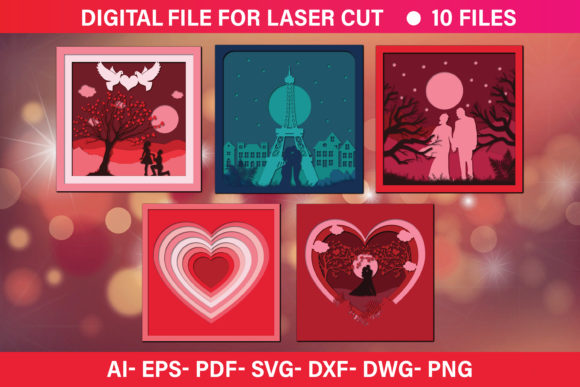 Valentine's Couple 3D Paper Cut SVG: Graphics & Crafts